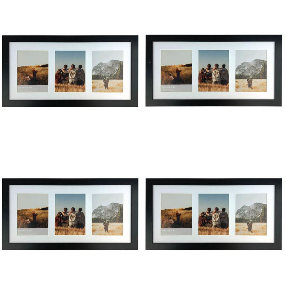 4PK Frankie & Me Wooden Collage 6x8'' Triple Picture Frame Home/Office Decor Black
