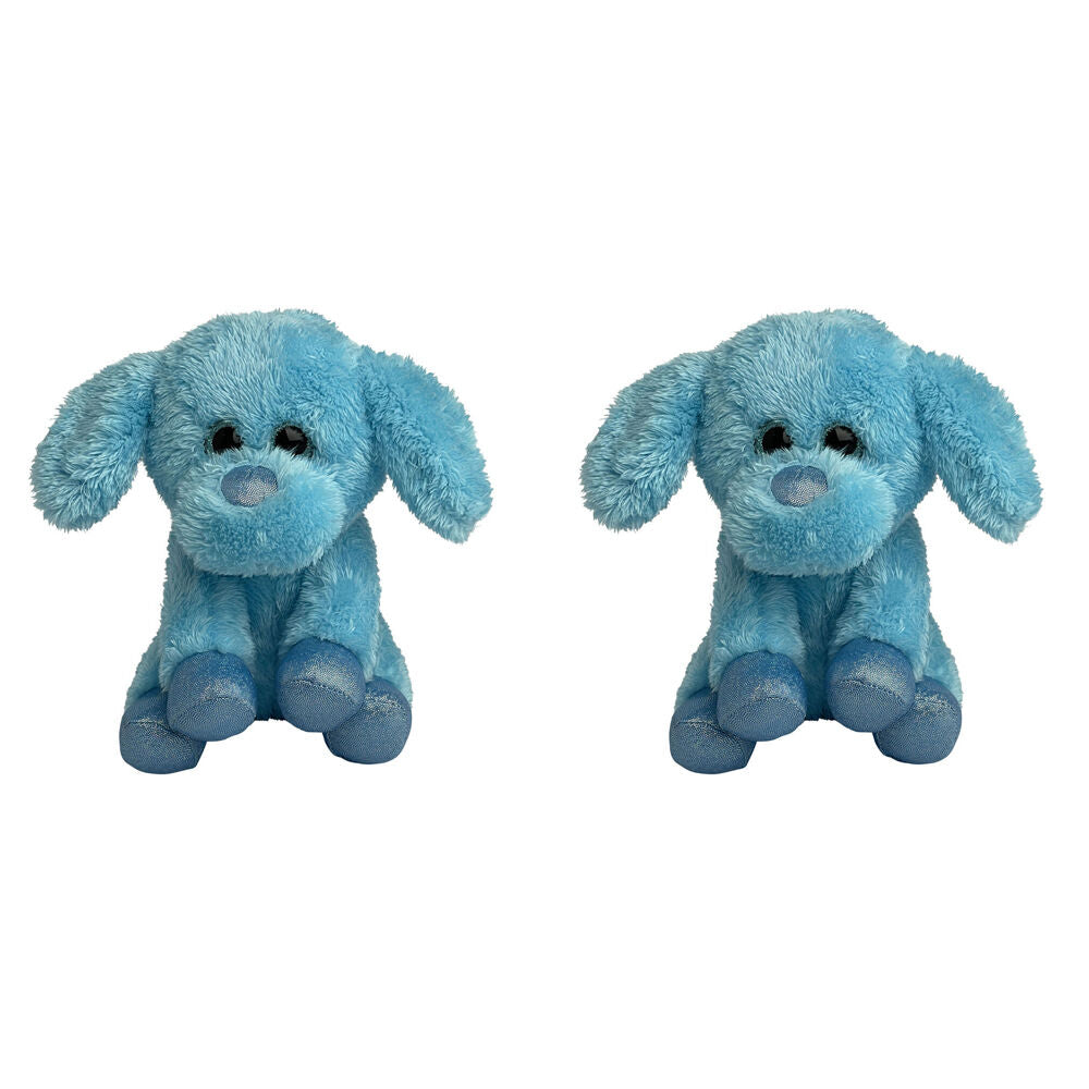 2PK Momoko Dog Foil Animal Sit Stuffed Doll Kids/Children Soft Plush Toy 20cm Blue