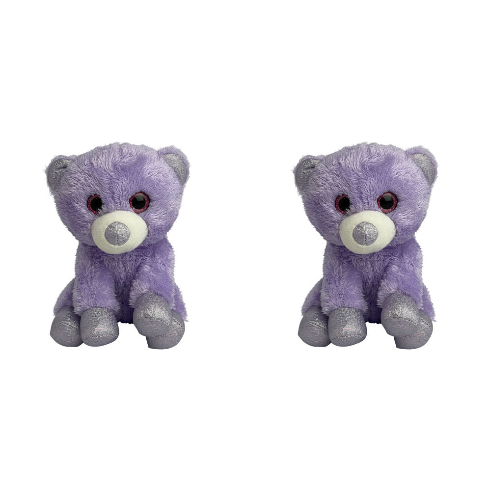 2PK Momoko Teddy Bear Foil Animal Sit Stuffed Doll Kids Soft Plush Toy 20cm Purple