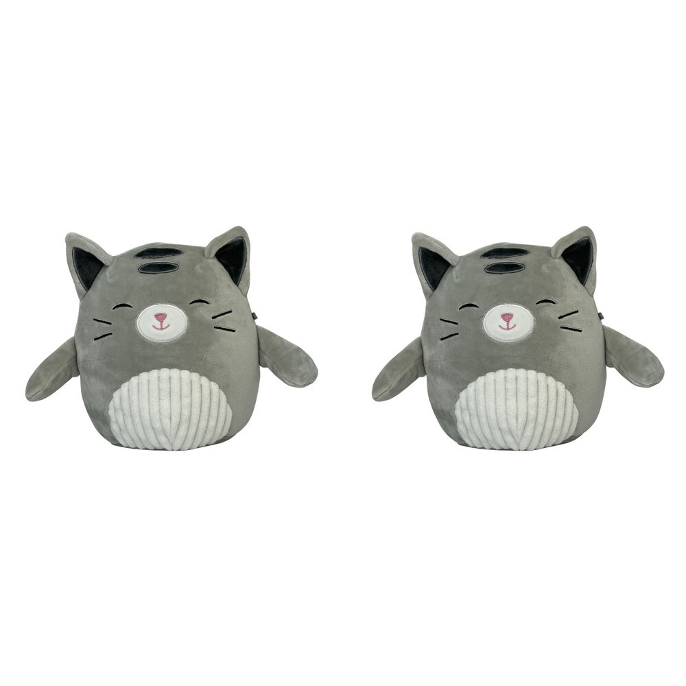 2PK Momoko Squish Cat Animal Stuffed Doll Kids/Children Soft Plush Toy 25cm Grey
