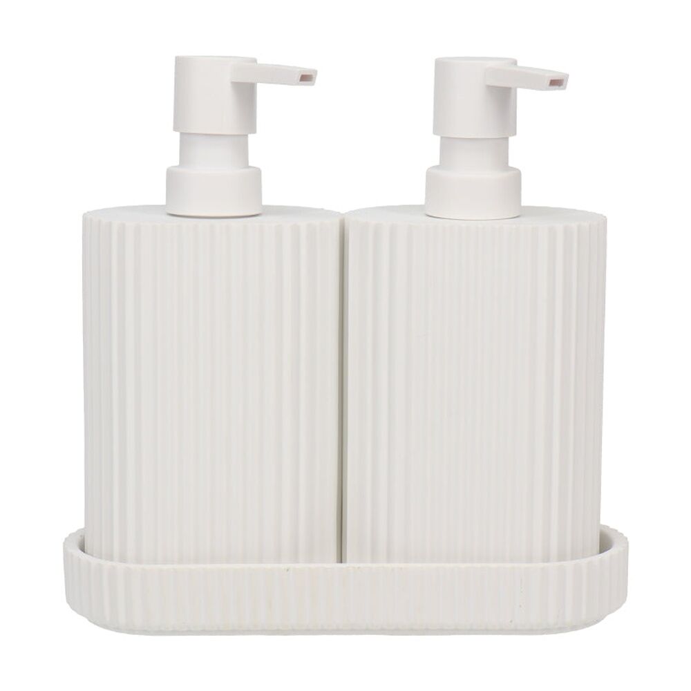 2PK Eco Basics Wash Station Duo Soap Dispenser Resin Plastic Bathroom - White