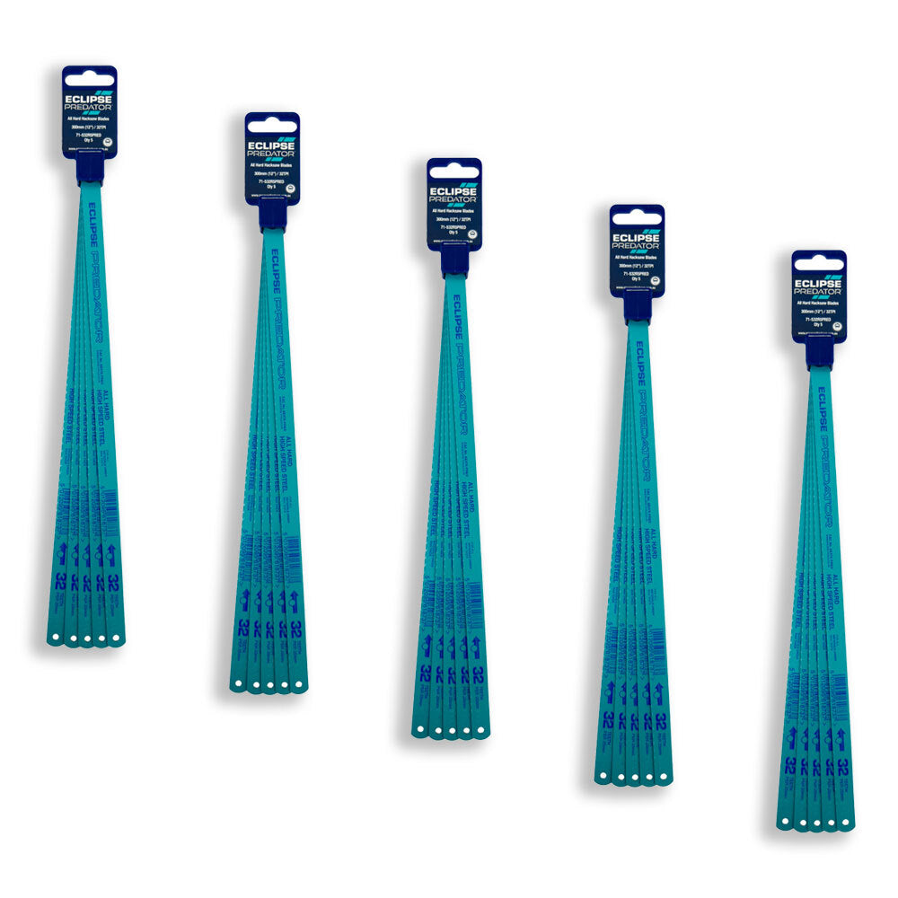 5x 5pc Eclipse Pro Tools Predator All Hard Hacksaw Blades 32TPI - Sky Blue