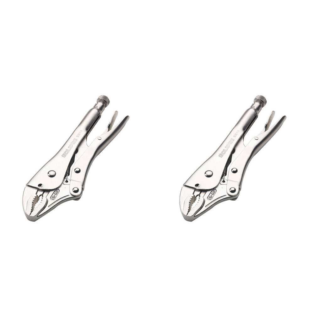 2PK Eclipse Pro Tools Steel Clamp Locking Plier Curved Jaw w/ Cutter 250mm SLV