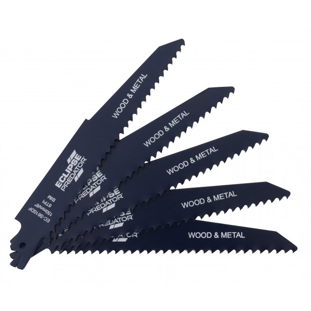 5PK Eclipse Pro Tools Predator Recip Blade For Demolition 150mm 6TPI