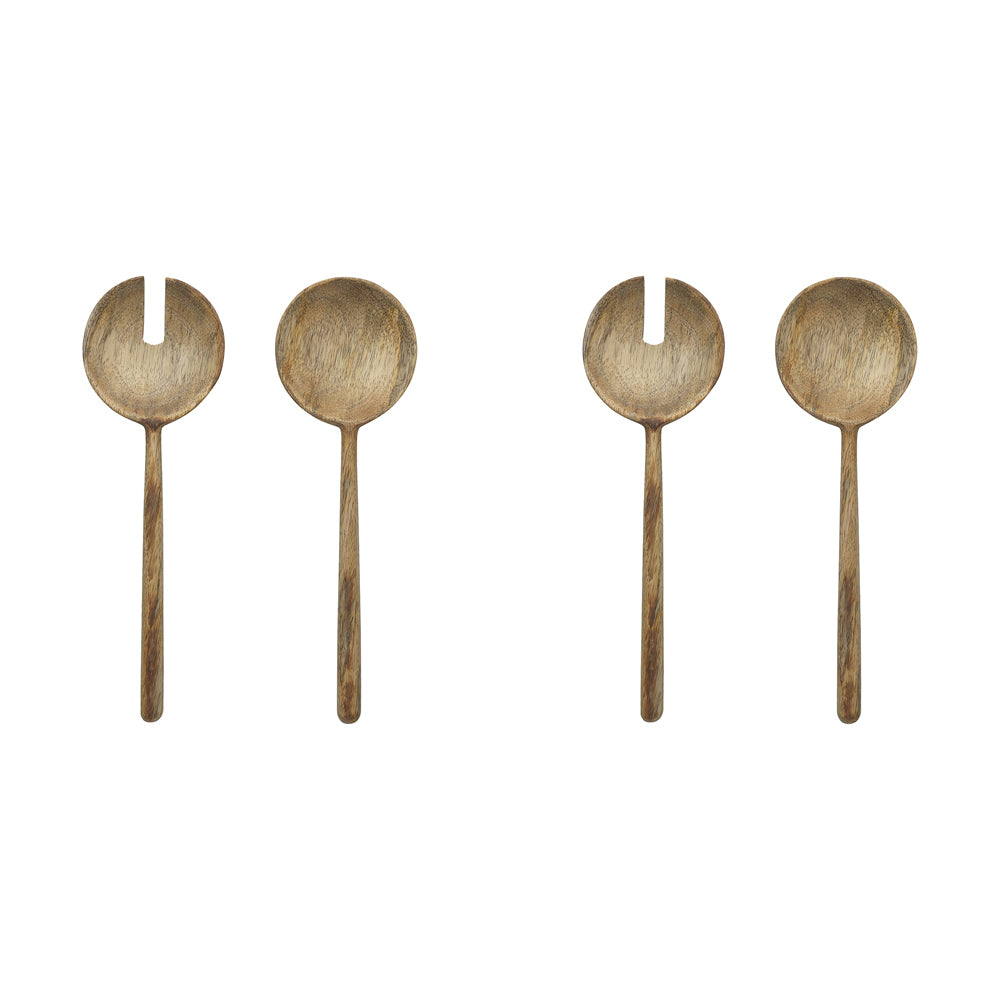 2x 2pc Ecology Mango Wood Rustic Drift Salad Servers 28cm