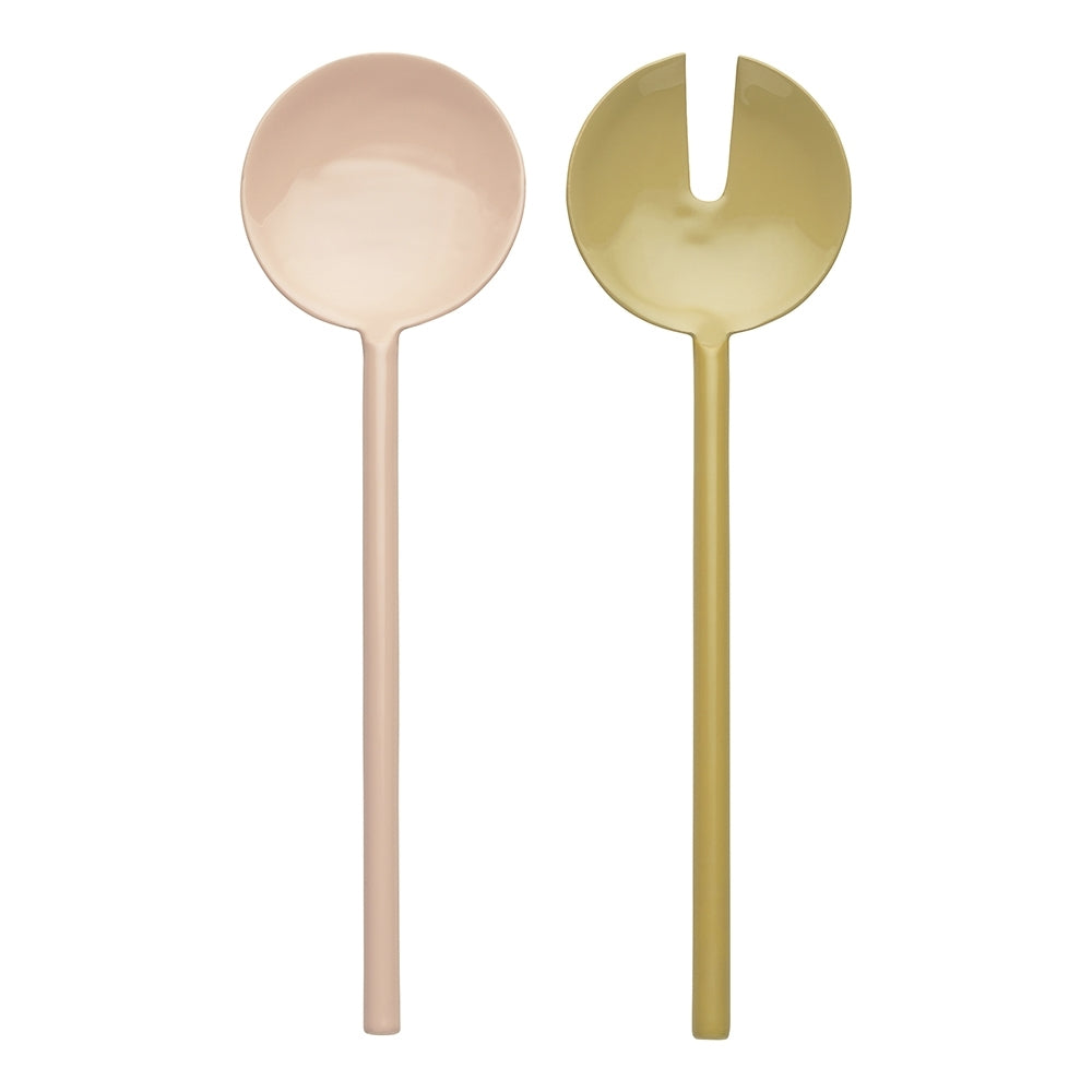 2x 2pc Ecology Stainless Steel/Enamel Apostle Salad Servers 26cm Blush & Ochre