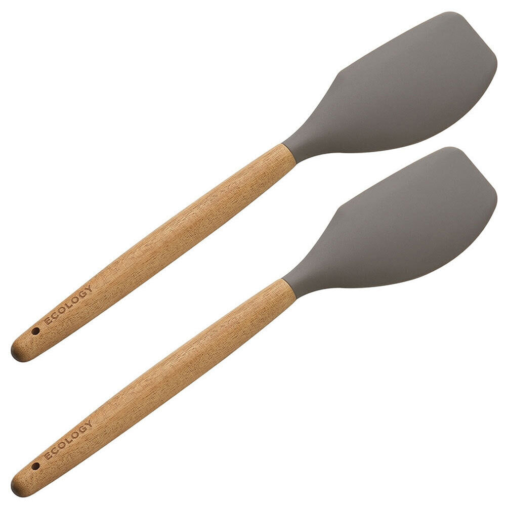 2pc Ecology Provisions 31.5cm Acacia & Silicone Spatulas - Grey