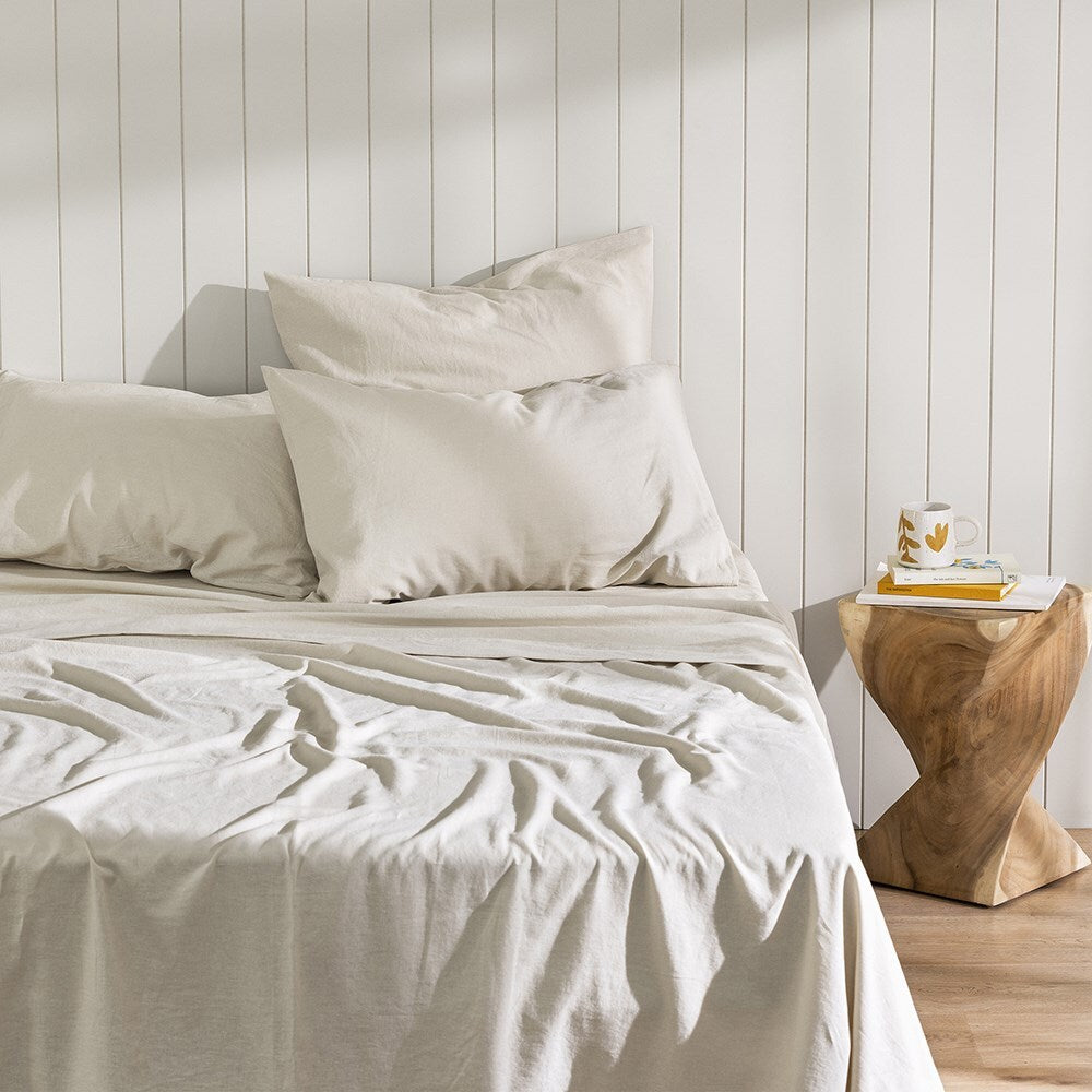 Ecology Dream Pillowcase Pair Size 73 x 48cm Stone Bedding