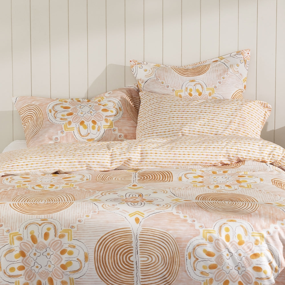 Ecology Wanderlust Quilt Cover Size King Pink/Peach/White Bedding