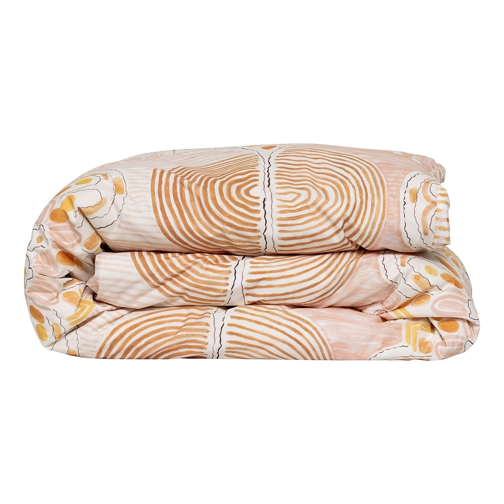 Ecology Wanderlust Quilt Cover Size Super King Pink/Peach/White Bedding