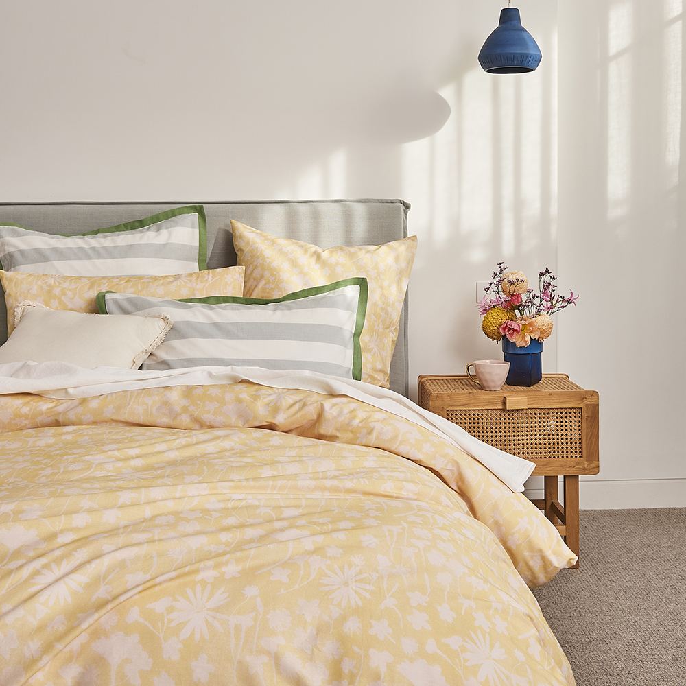 Ecology Solaris Pillowcase Pair Size 73 x 48cm Blush/Lemon Bedding