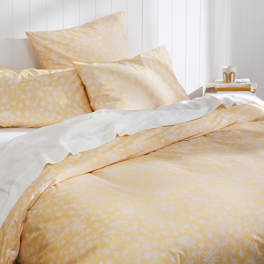Ecology Solaris Euro Pillowcase Size 65 x 65cm Blush/Lemon Bedding