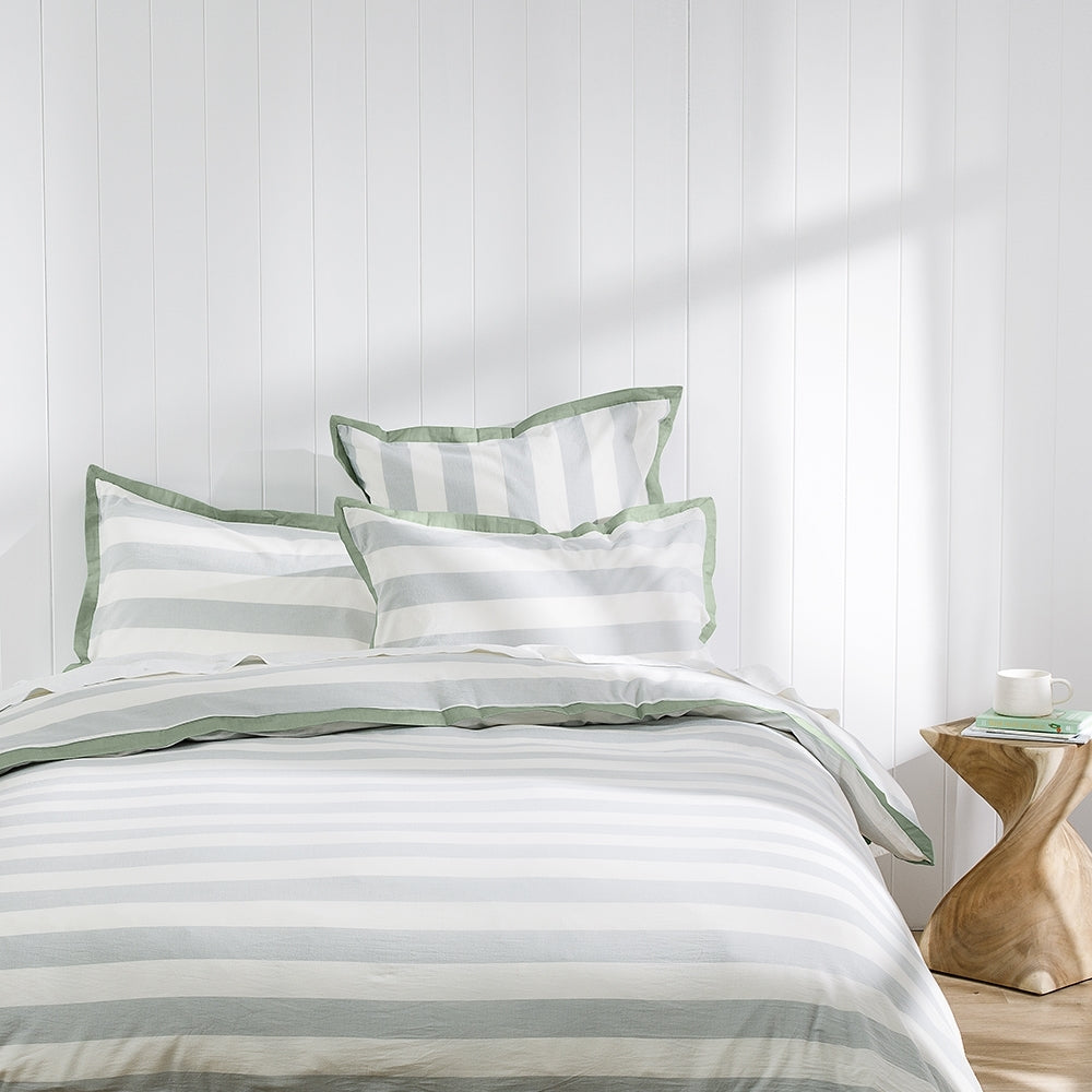 Ecology Horizon Quilt Cover Size King Blue/White/Sage Bedding