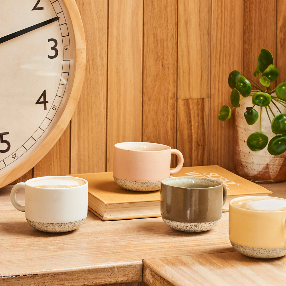 6PK Ecology Stoneware Kitchenware Hull Drinking Mug Cup 370ml/14cm Ecru