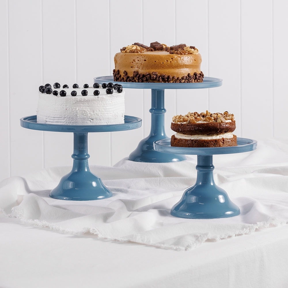 Ecology Glass Torte Cake Stand Dessert Display 25x15.5cm Storm Blue