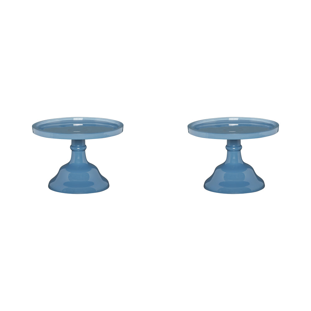 2PK Ecology Glass Torte Cake Stand Dessert Display 19x13cm Storm Blue