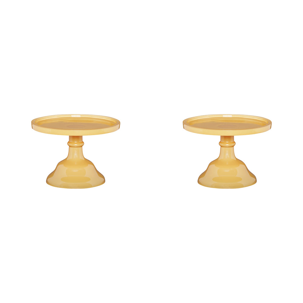 2PK Ecology Glass Torte Cake Stand Dessert Display 19x13cm Honey Yellow