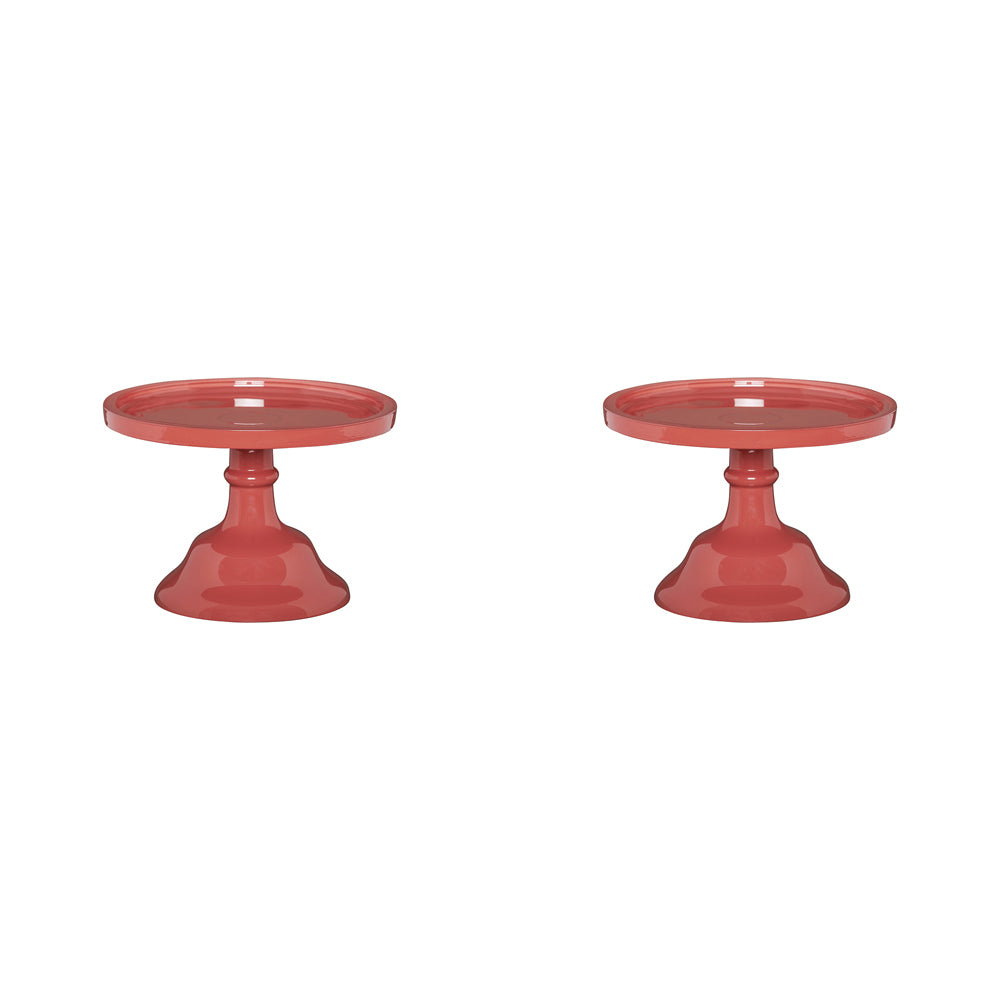 2PK Ecology Glass Torte Cake Stand Dessert Display 19x13cm Lobster Red