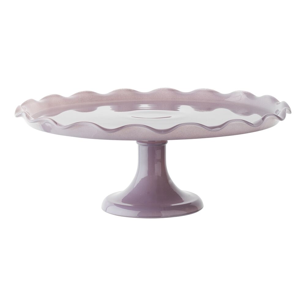 Ecology Soda Lime Glass Ruffle Fluted Edged Cake Stand 33 x 12.5cm Iris