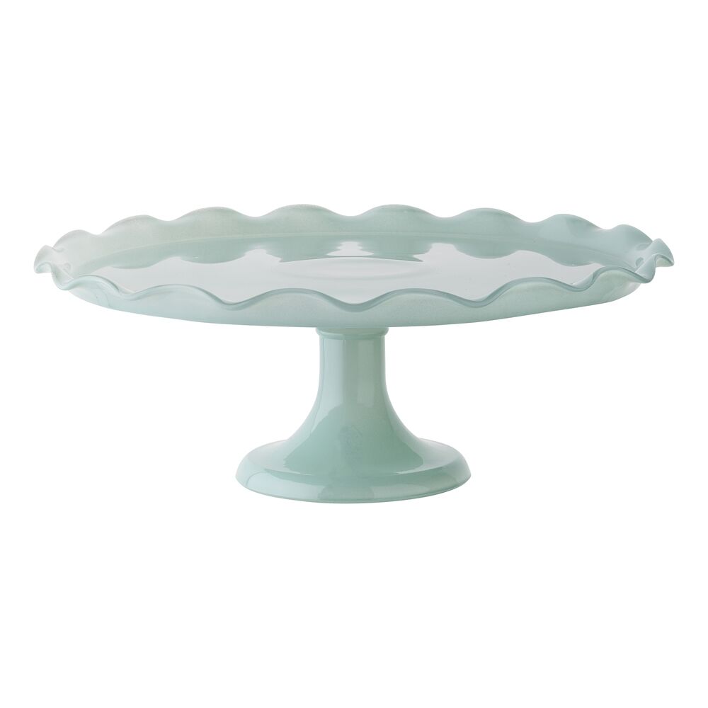 Ecology Soda Lime Glass Ruffle Fluted Edged Cake Stand 33 x 12.5cm Midday
