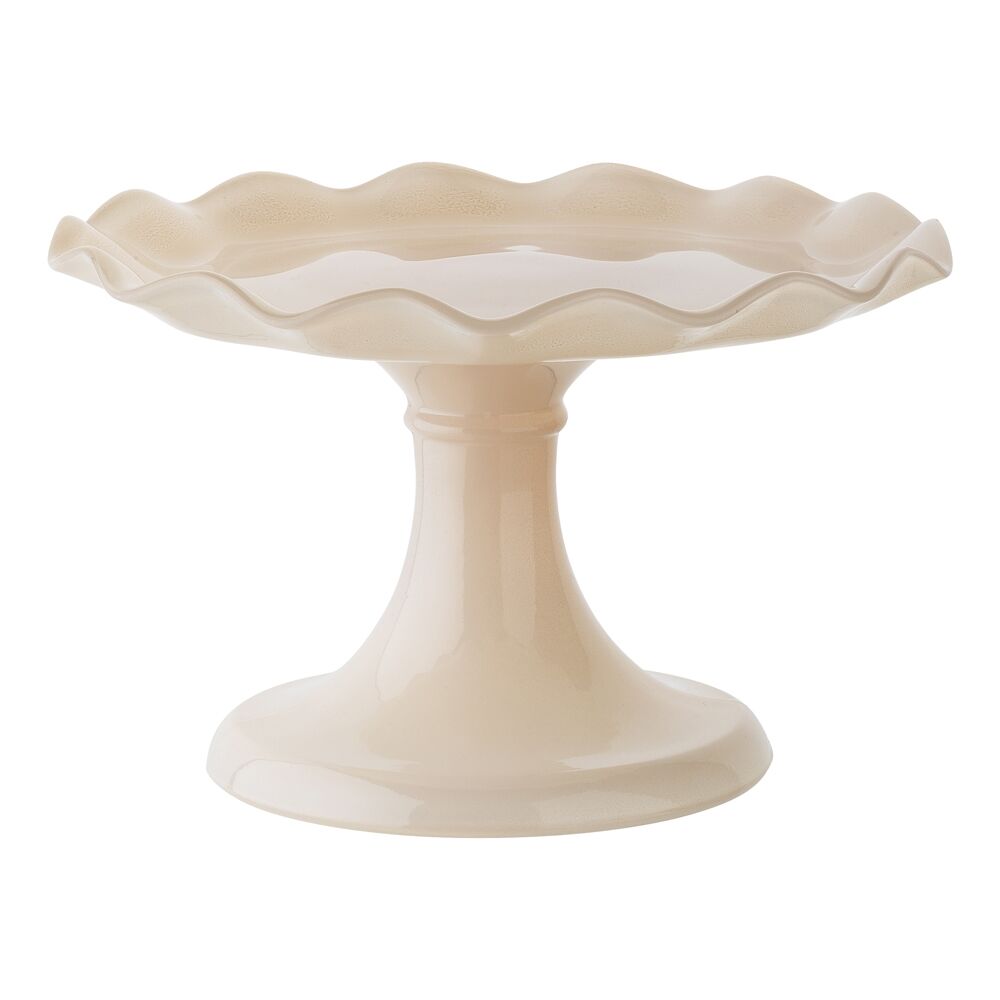 2PK Ecology Soda Lime Glass Ruffle Fluted Edged Cake Stand 20 x 12.5cm Pink Salt