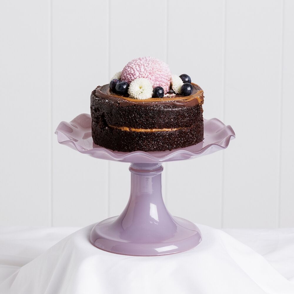 Ecology Soda Lime Glass Ruffle Fluted Edged Cake Stand 20 x 12.5cm Iris