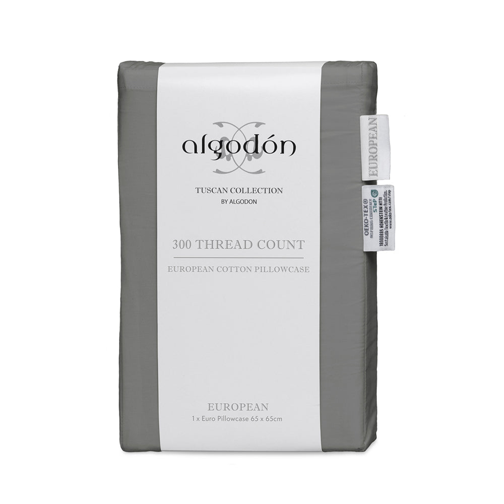 Algodon Euro Pillowcase 300TC Cotton Charcoal