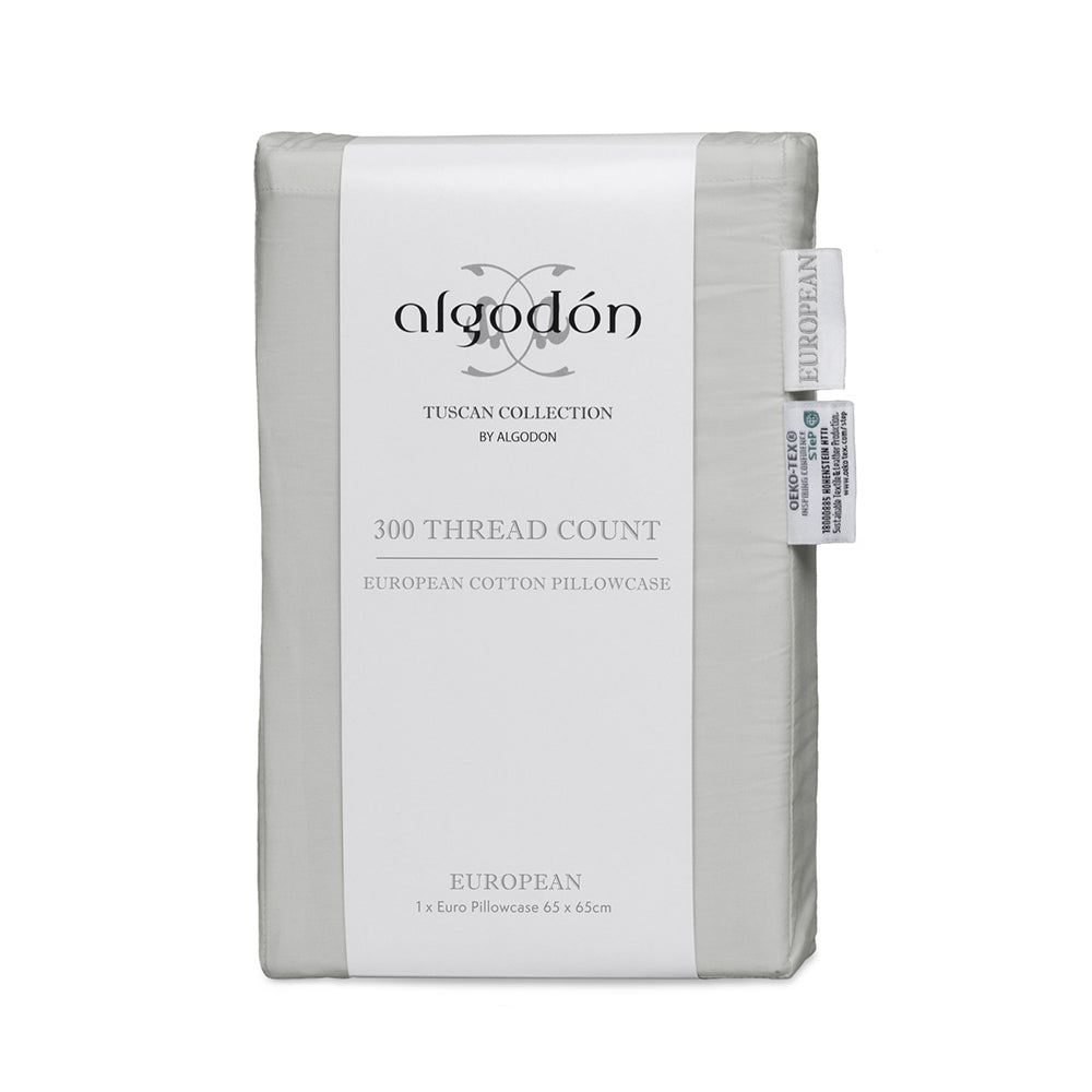 Algodon Euro Pillowcase 300TC Cotton Silver