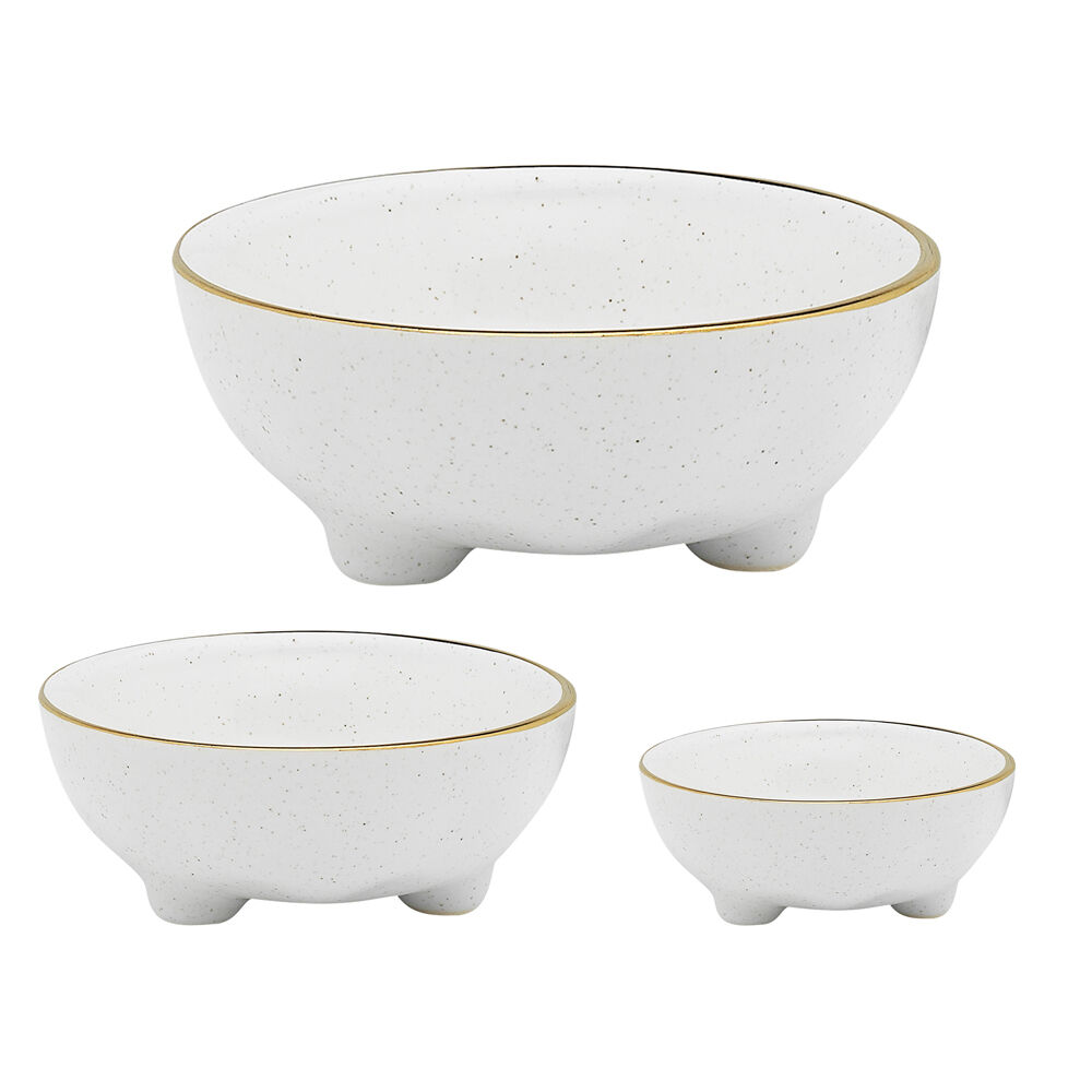 3pc Ecology Speckle Stoneware Nesting Bowl Tableware - Milk/Gold
