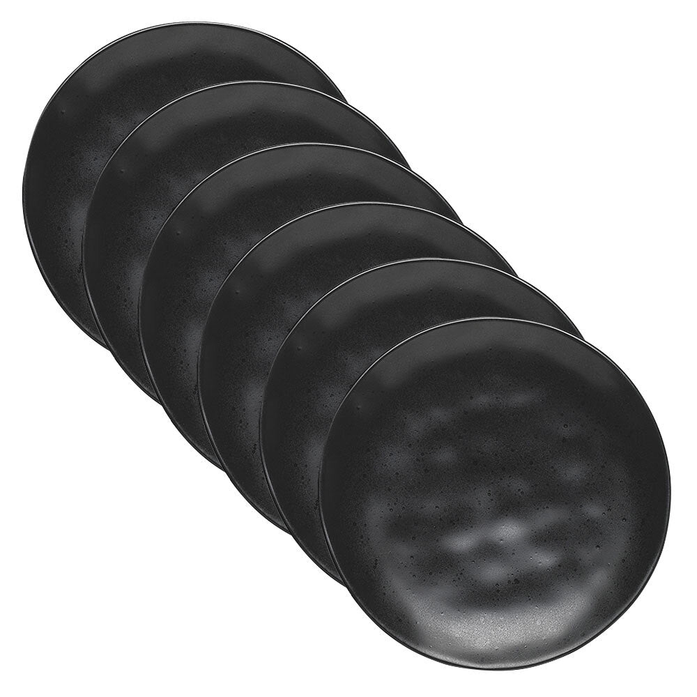 6PK Ecology Speckle Ebony 15cm Stoneware Cake Plate Round - Black