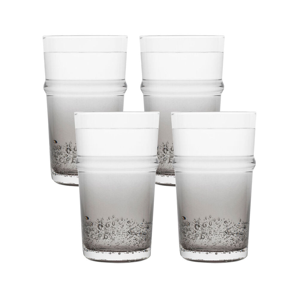 4pc Ecology Dion 400ml Hi Ball Tumbler Glassware Smoke Grey