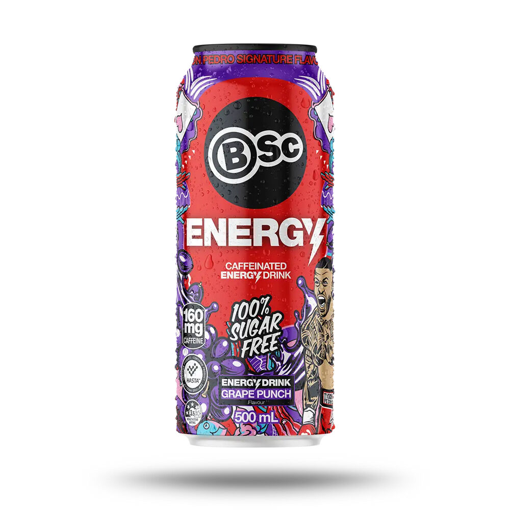 12PK BSc Pre-Workout Energy Drink Can Sugar Free 500ml Grape Punch