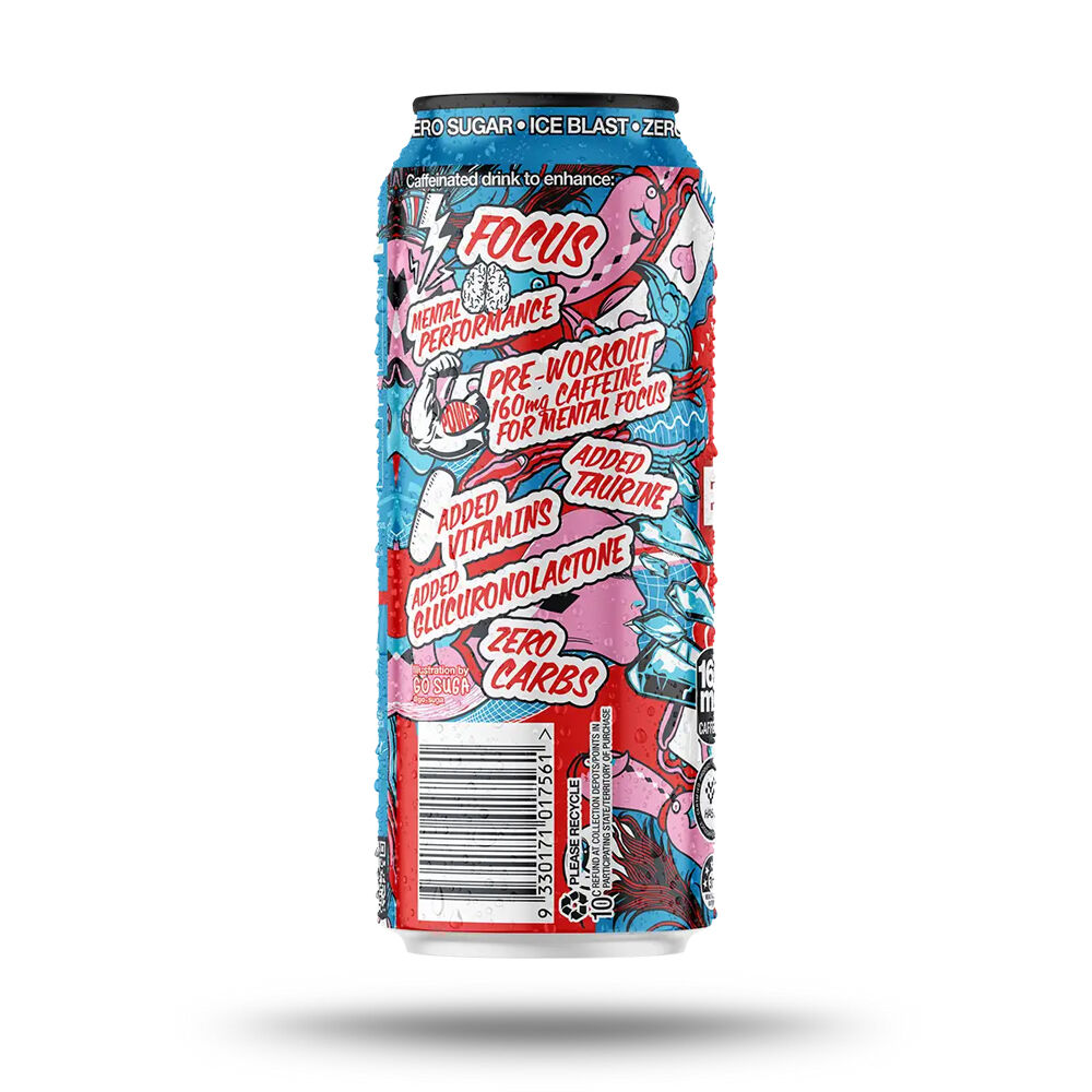 12PK BSc Pre-Workout Energy Drink Can Sugar Free 500ml Ice Blast