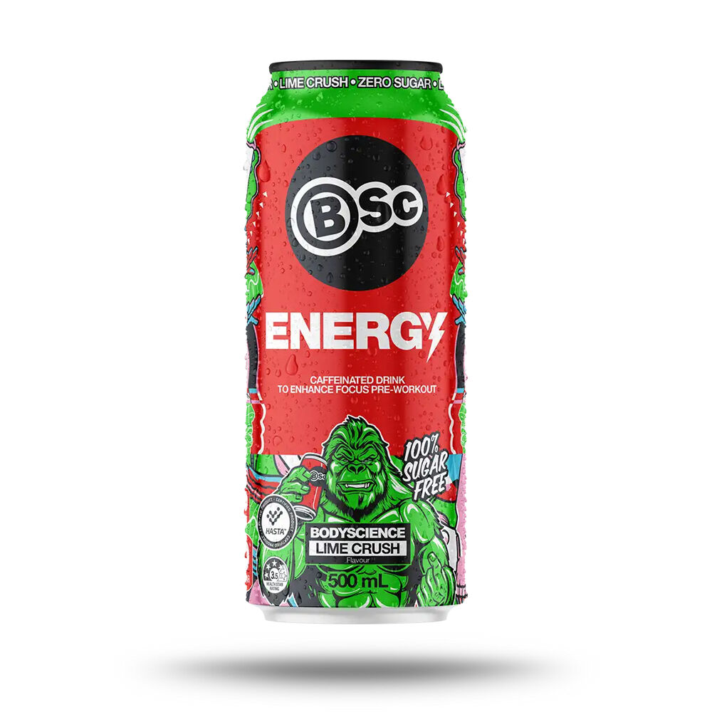 12PK BSc Pre-Workout Energy Drink Can Sugar Free 500ml Lime Crush