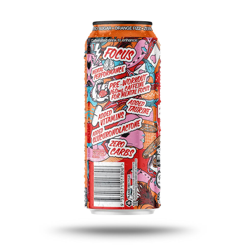 12PK BSc Pre-Workout Energy Drink Can Sugar Free 500ml Orange Fizz