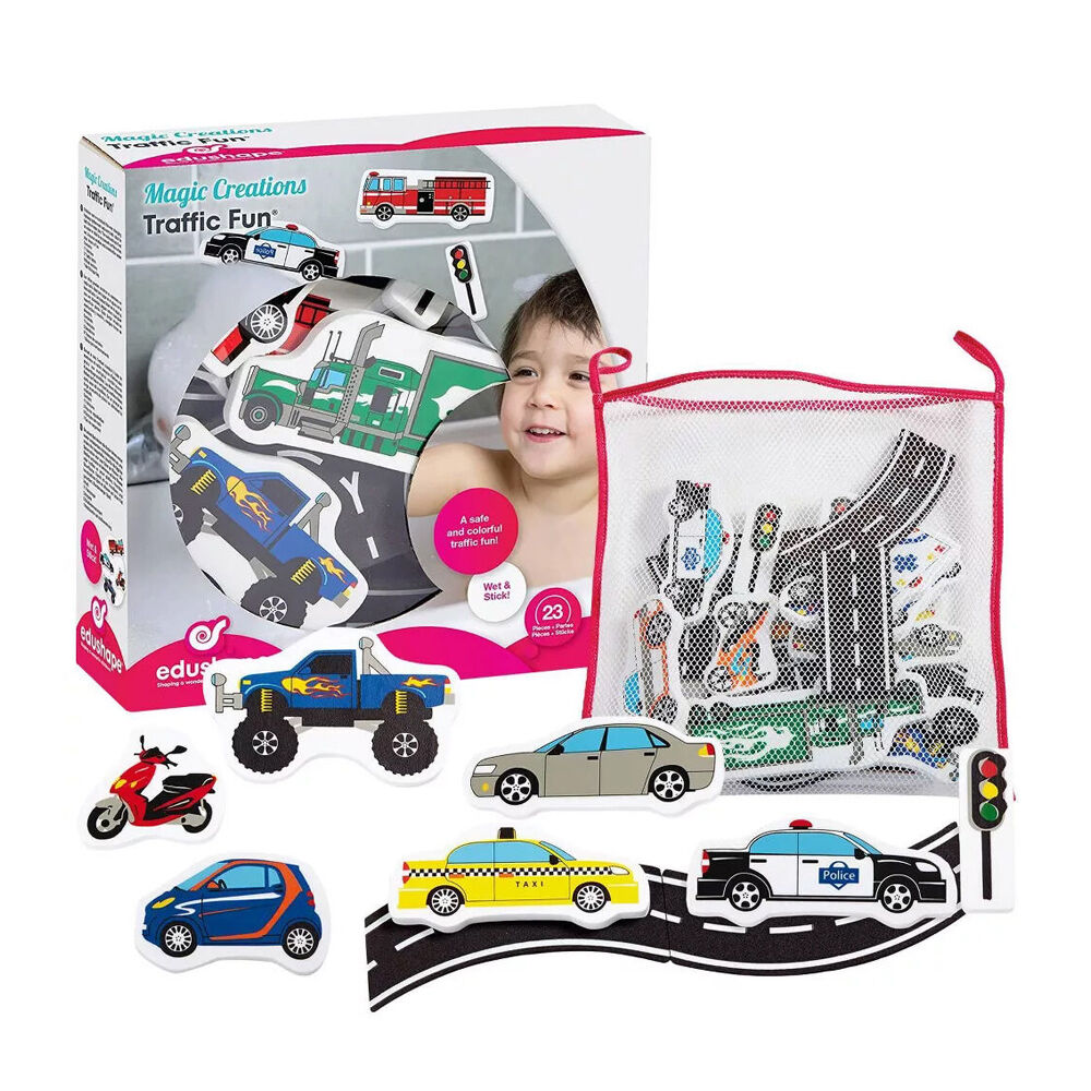 Edushape Magic Creatons Tub Fun Traffic Foam Bath Vehicle Toy Set Kids 3y+