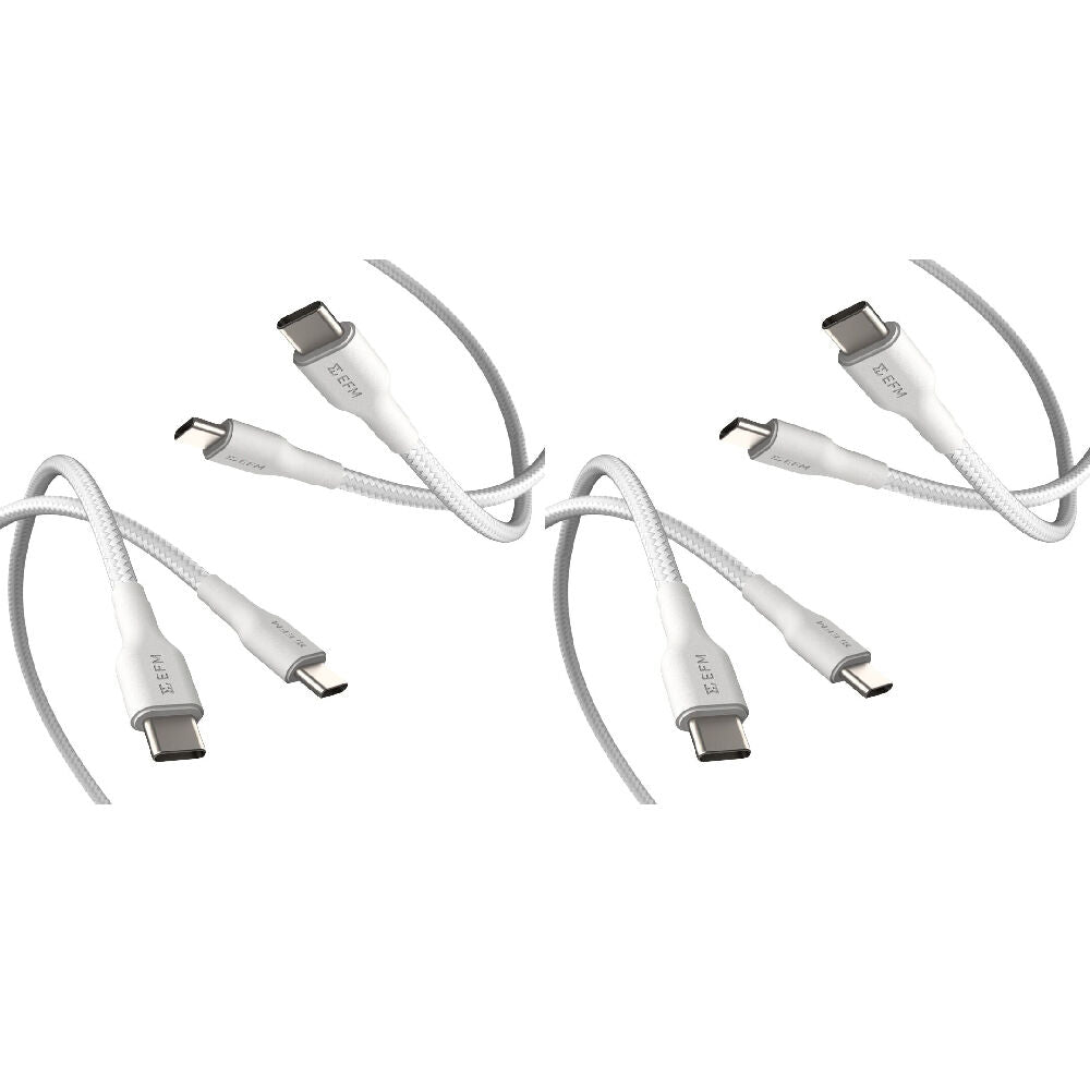 4pc EFM 1M Braided Cable USB-C to Type-C Charging Cord - White