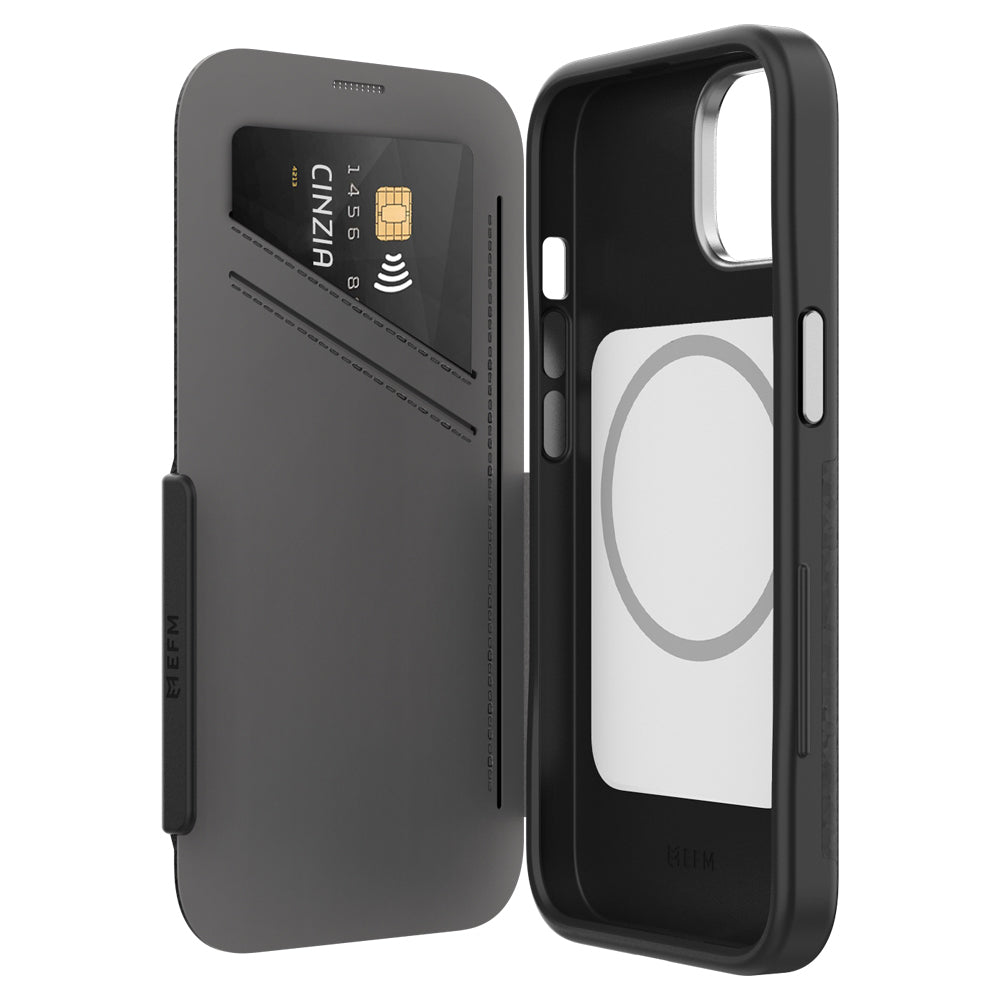 EFM Monaco Case w/ ELeather/D3O 5G For iPhone 14 Pro Black/Space Grey