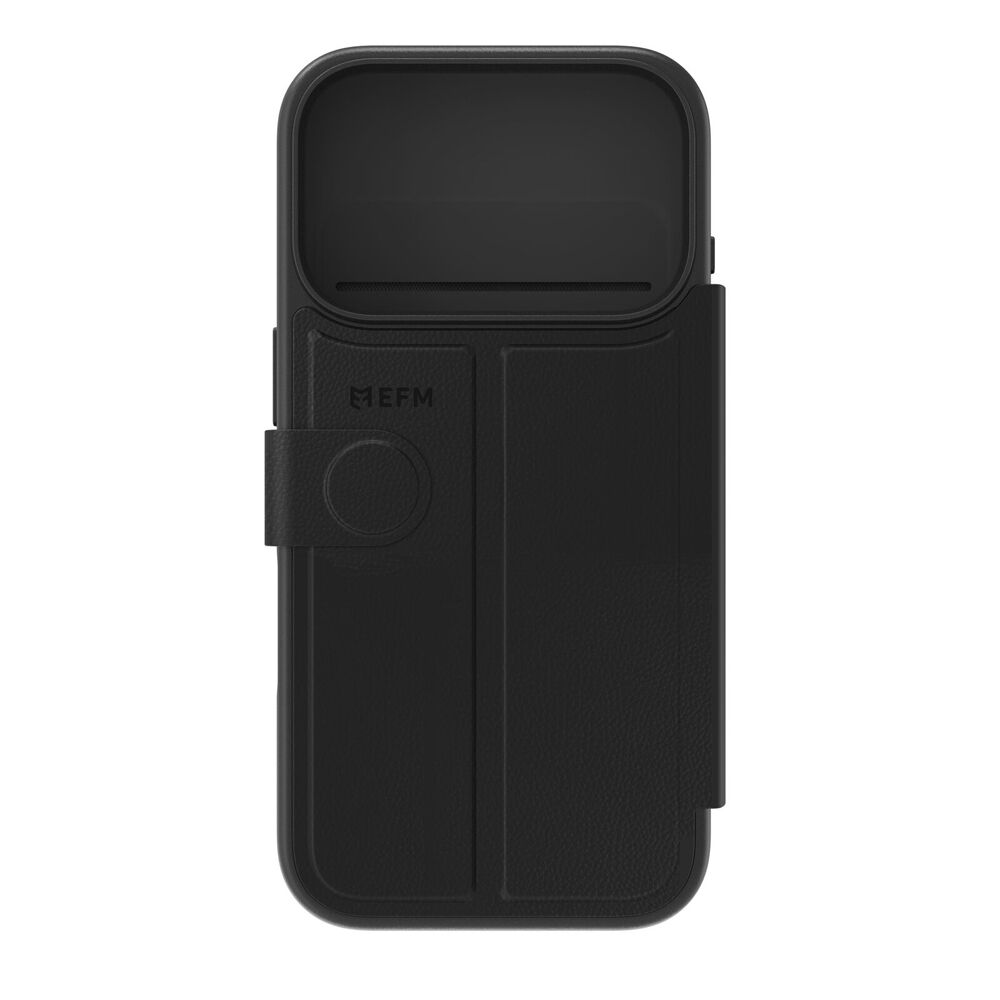 EFM Venice Leather Wallet Phone Case For iPhone 17 Pro 6.3in Black