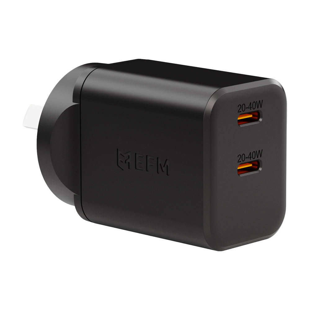 EFM Eco 40W Dual Port Mobile Phone Wall Charger - Black
