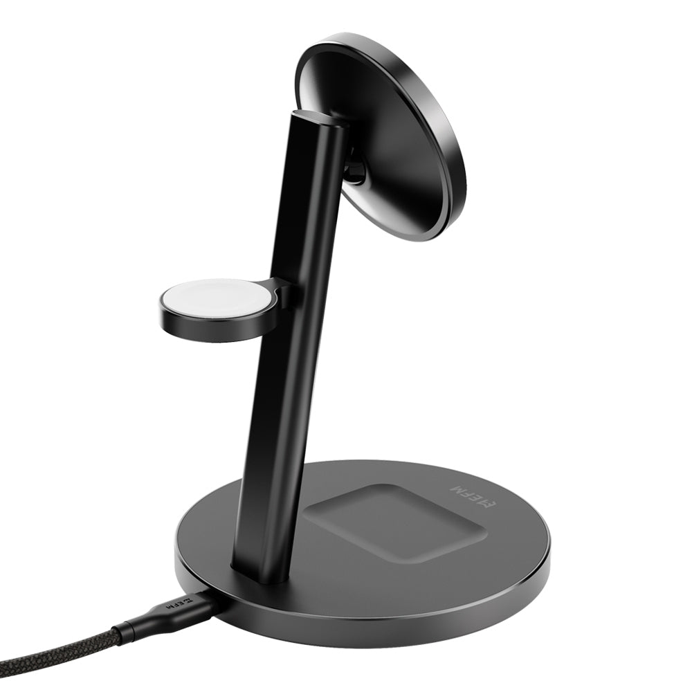 EFM Qi2 Trio Wireless Mobile Phone Charge Stand - Black