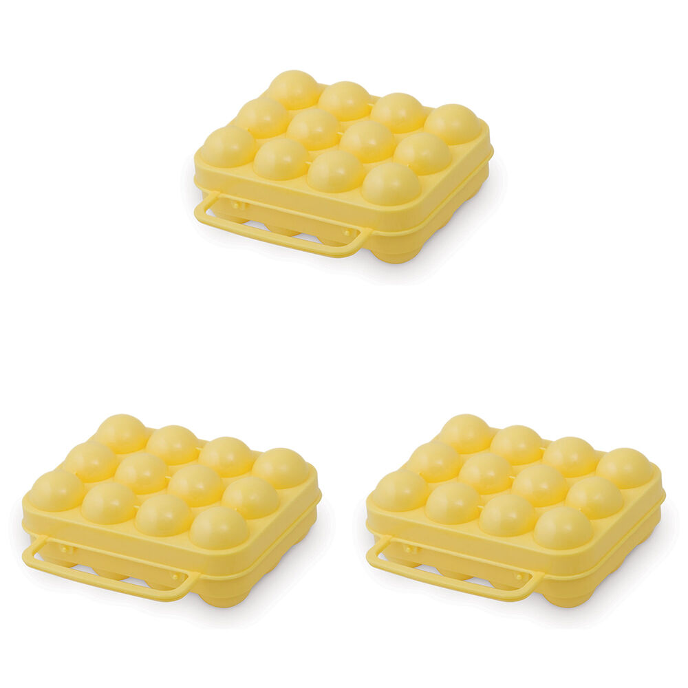 3PK Elemental Plastic 12-Egg Carrier Storage Medium - Yellow