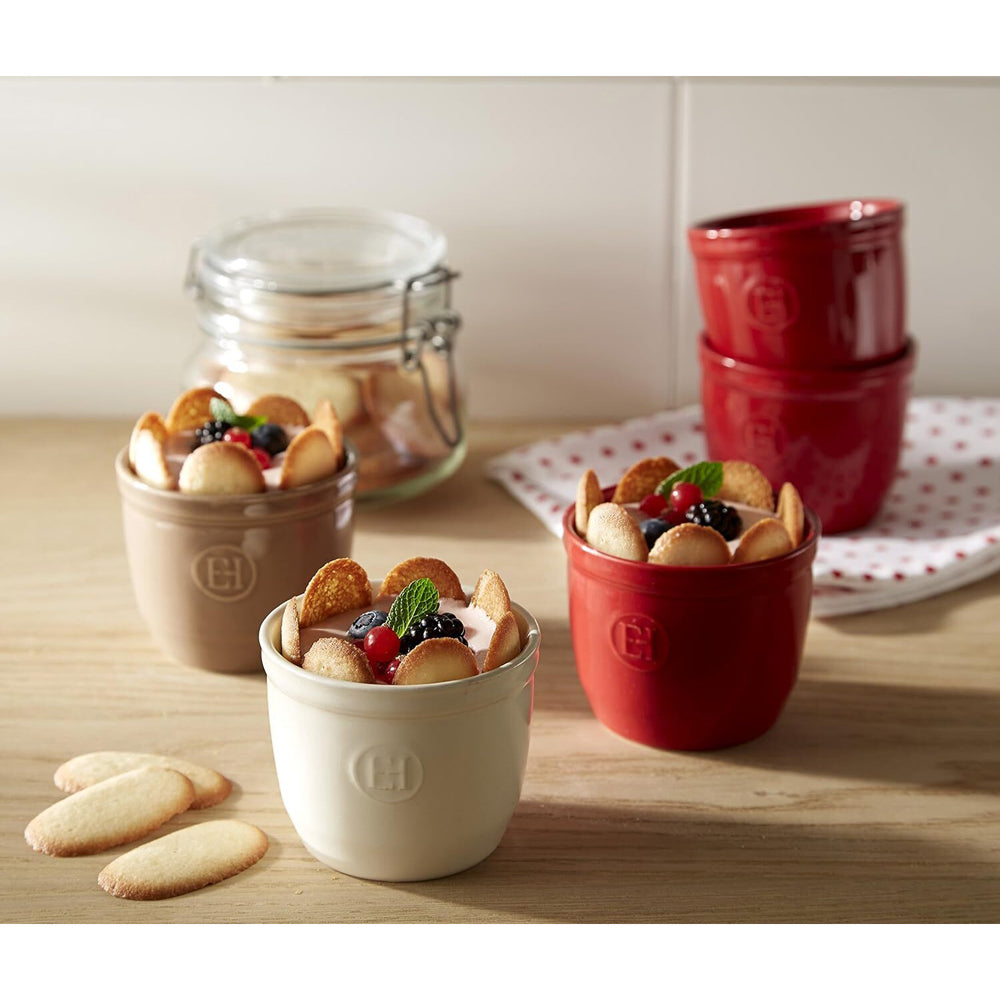 2PK Emile Henry 8cm Ceramic New Ramekin Dessert Dish Burgundy