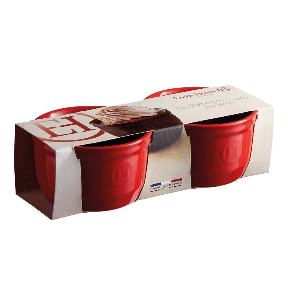 2pc Emile Henry 10cm Ceramic Ramekin Set Dessert Dish Burgundy