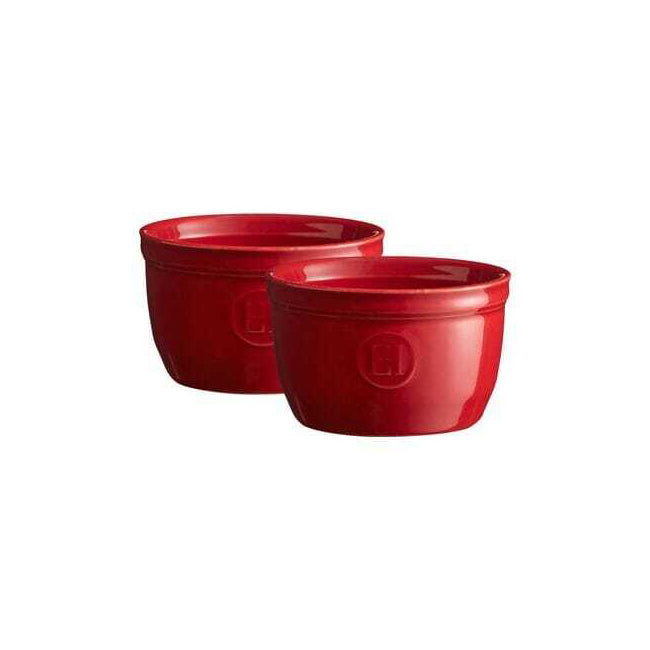 2pc Emile Henry 10cm Ceramic Ramekin Set Dessert Dish Burgundy