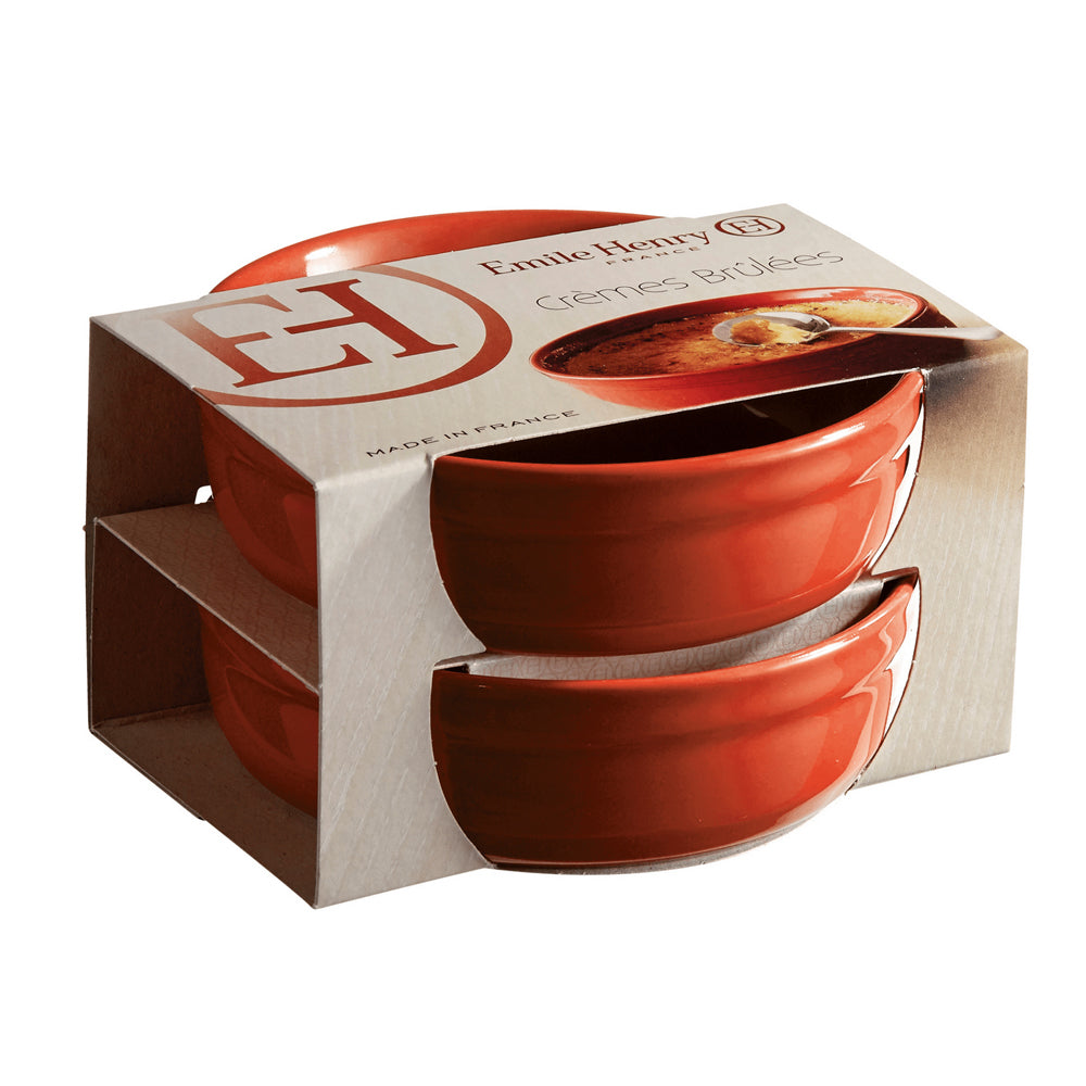 2pc Emile Henry 12cm Creme Brulees Baking Bowl Set Burgundy