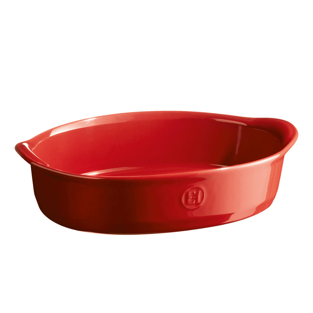Emile Henry 29cm Ceramic Oven Baking Dish Oval Medium Burgundy