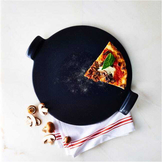 Emile Henry 35.5cm Ceramic Smooth Pizza Stone Baking Tray - Charcoal