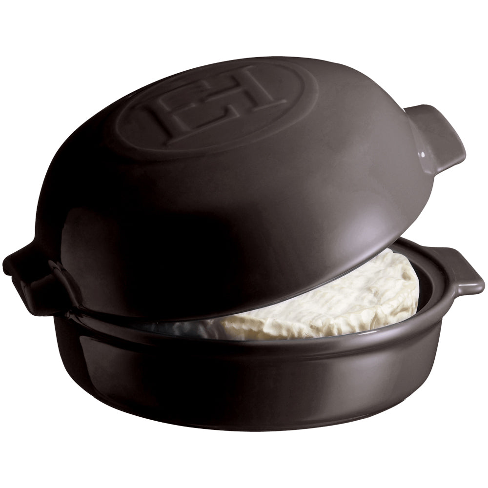 Emile Henry Ceramic Cheese Baker Pot w/ Lid Round Charcoal