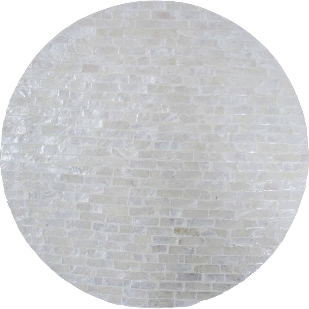 LVD Stool Round Table Capiz/Matchstick Home/Lounge Decor 35x47cm - White